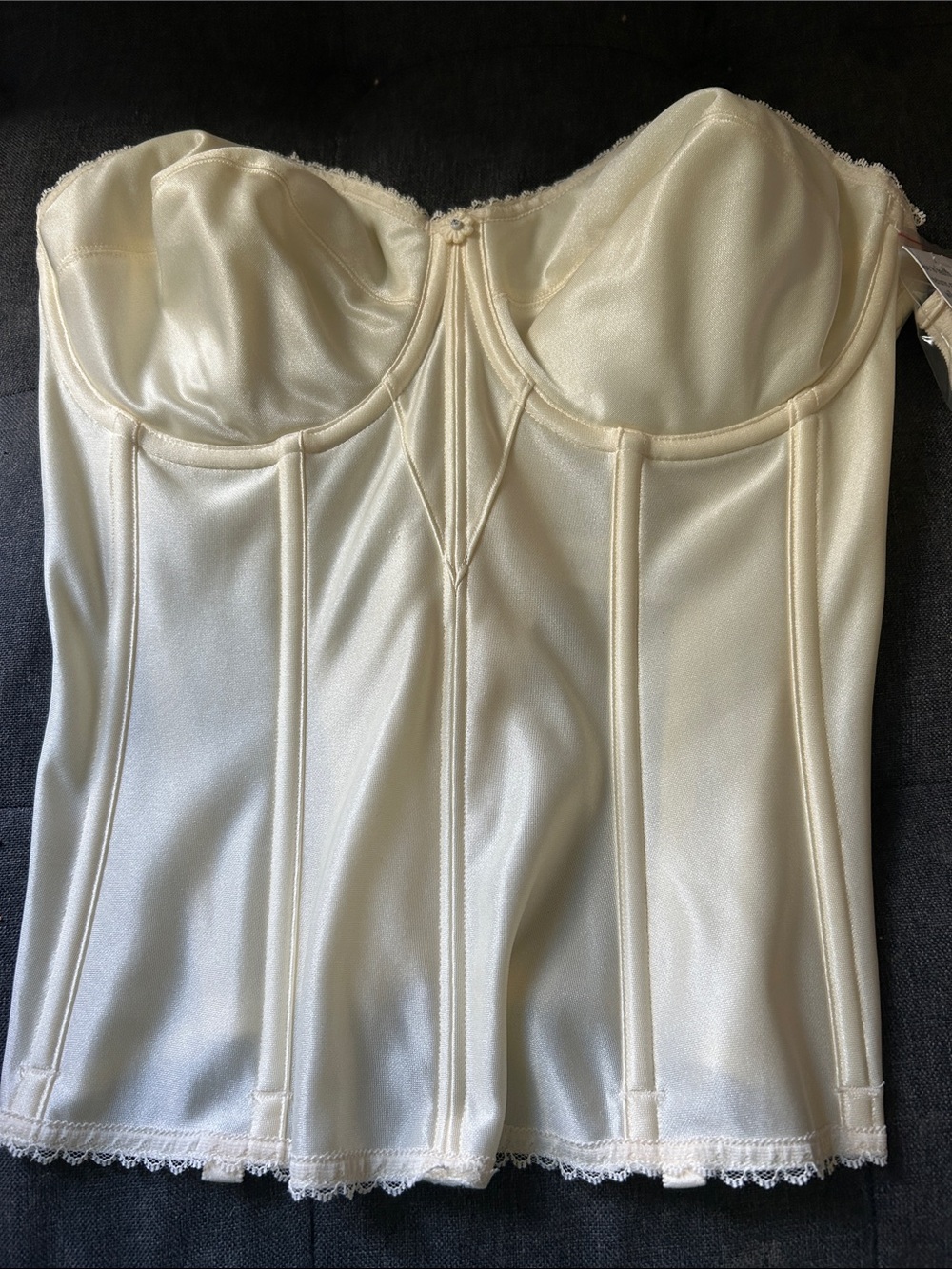 Dominique Ivory Strapless Longline Bustier Corset 34 DD